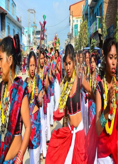 थारू समुदायले माघीपर्व मनाउँदै